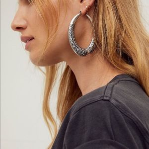 Silver Free People Hoop Earrings
